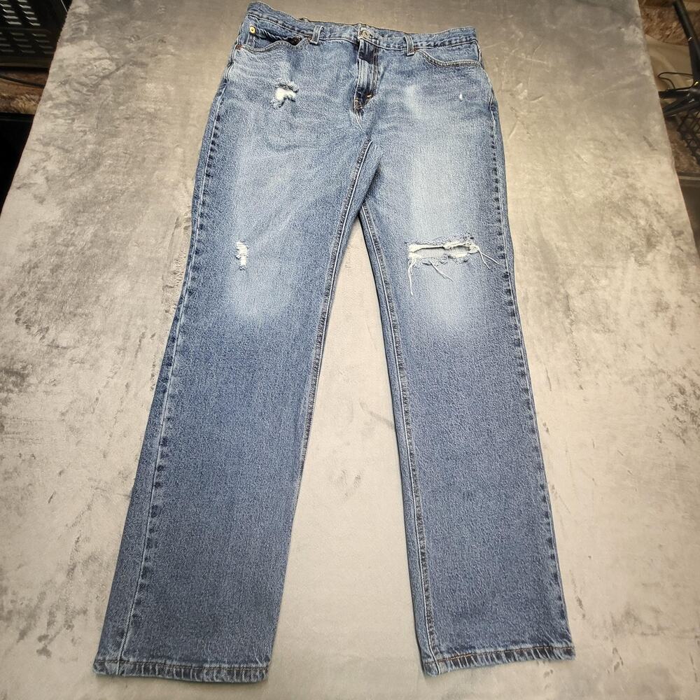 Levis 541 Jeans Mens 36x32 Blue Athletic Taper Tapered Leg Distressed Ripped
